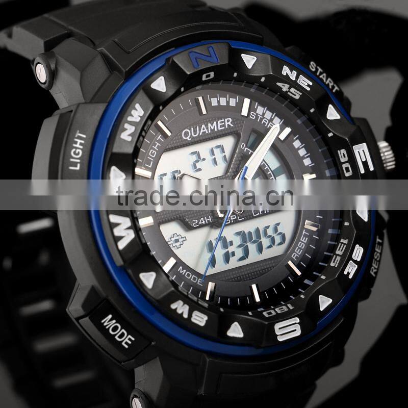Men's Rubber Strap Orange Analog Digital Digital Sport Watch