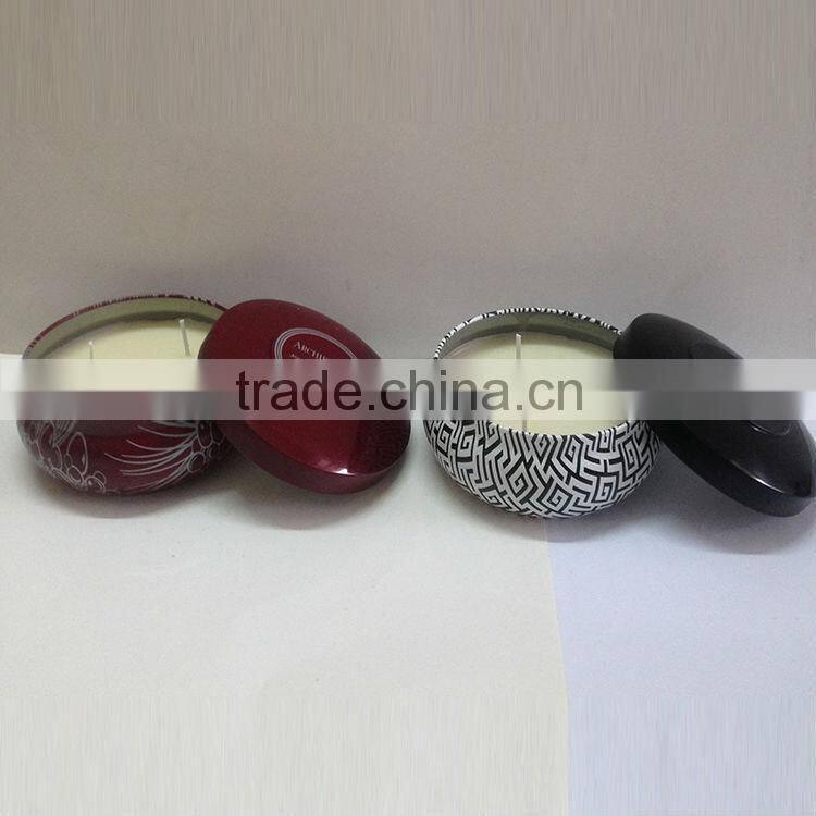 Round aromatherapy candles in tin wholesale/ tin candle/ glass candle with custom printing logo