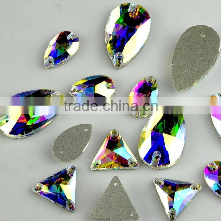 Wholesale water drop sew on crystal stones and tear drop glass rhinestones for wedding dress