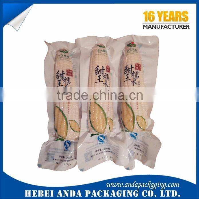 Gravure Pringing Heat Seal Corn Custom Printed Plastic Vacuum Bag