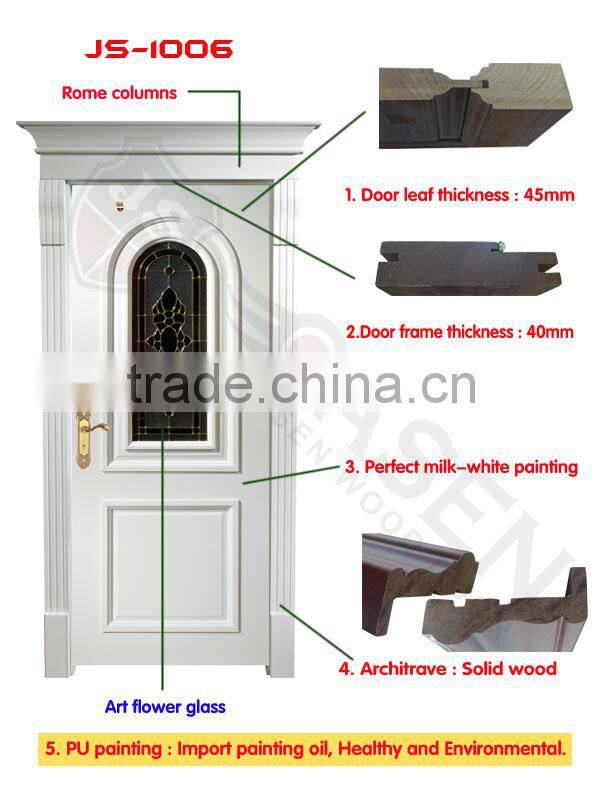 New design european interior wooden art glass door