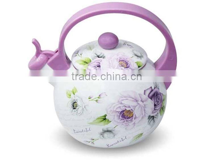purple flower patten decal whistling enamelled kettles