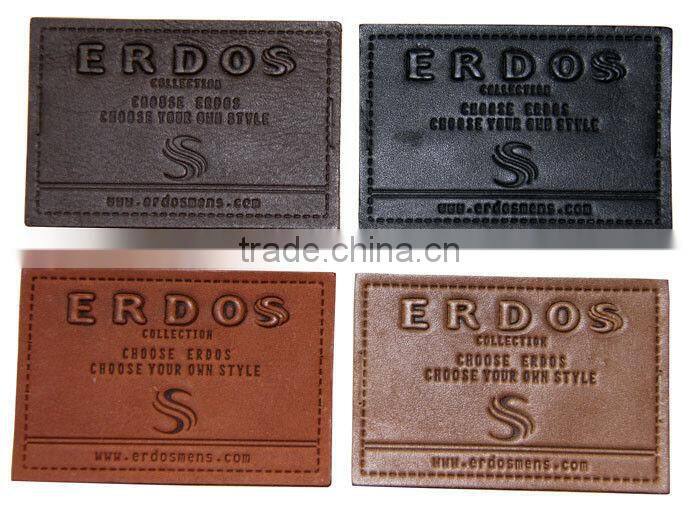 custom and design good quality brown real leather patch in dongguan with factory price