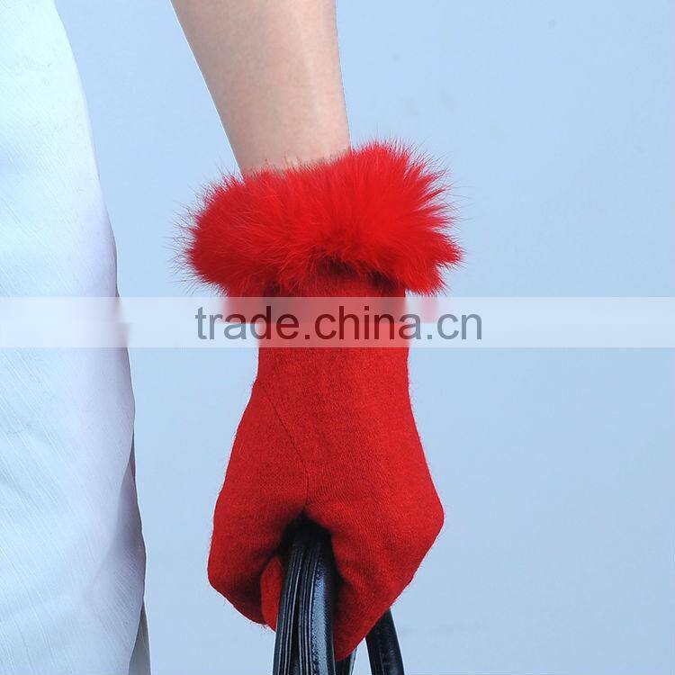 2014 fashion new design pretty lovely cute ladies wool gloves