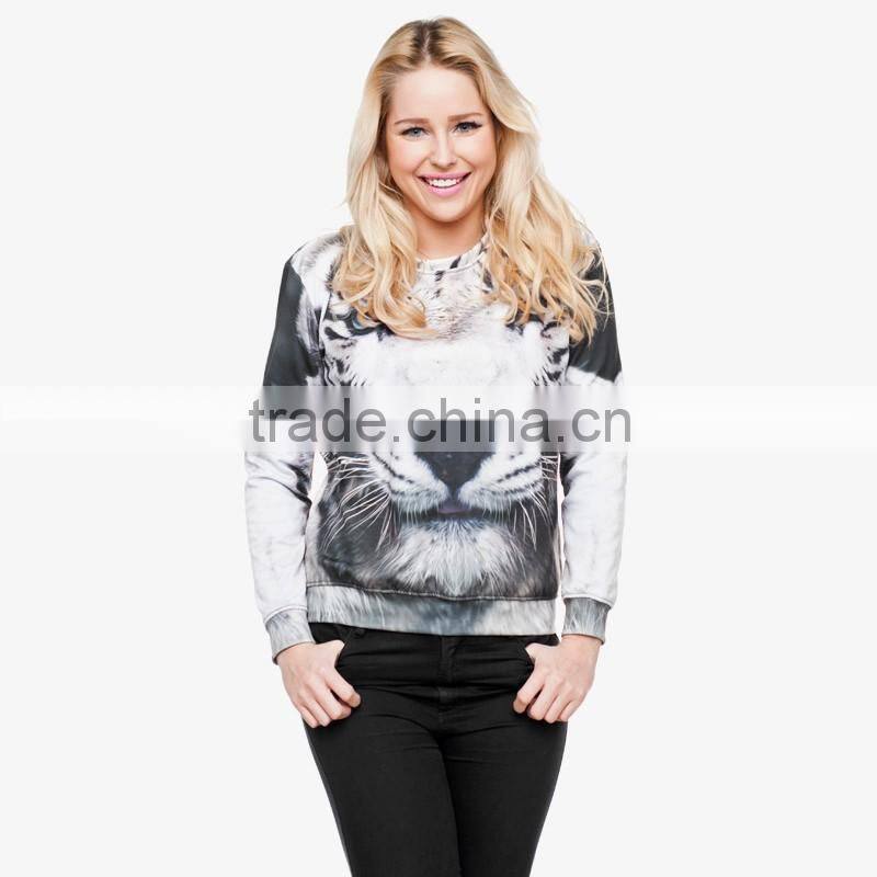 Unsex withou hood sublimation animal crew neck sweatshirt