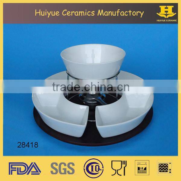 fruit chocolate fondue set with lazy susan