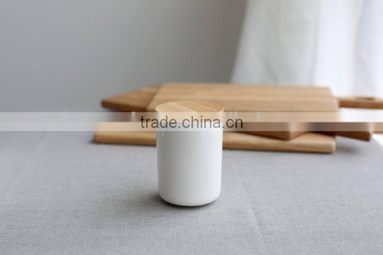 ceramic candle jar with wooden lid