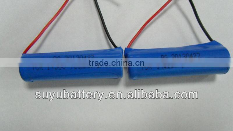 3.7V Li-ion 14500 battery with wire 800mAh/700mAh