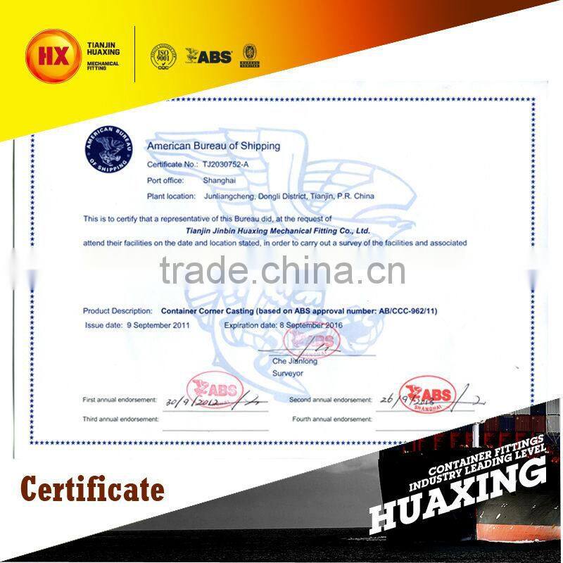 BV certificate ; ABS certificate container corner blocks, corner fitting