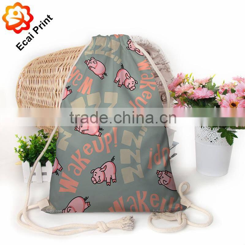 Hot sell big custom made sublimated drawstring travel bag
