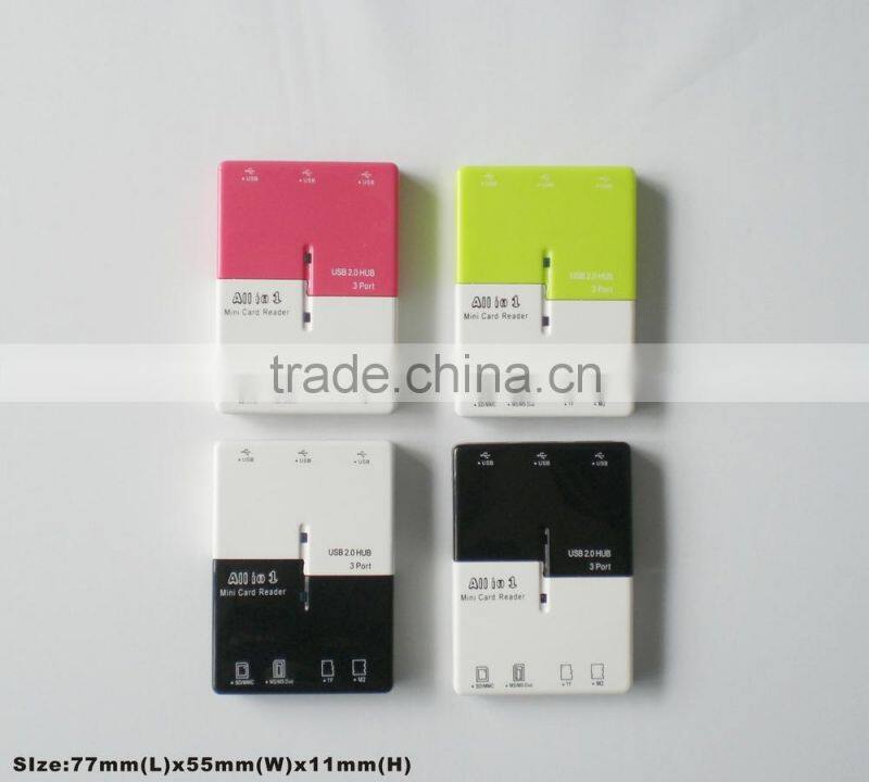 USB 2.0 HUB+USB 2.0 Card Reader COMBO HUB Spports TF/Micro SD/M2/SD/MS