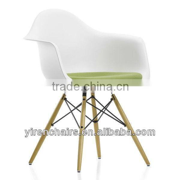 Furniture living room high quality plastic seat with metal legs armrest chair
