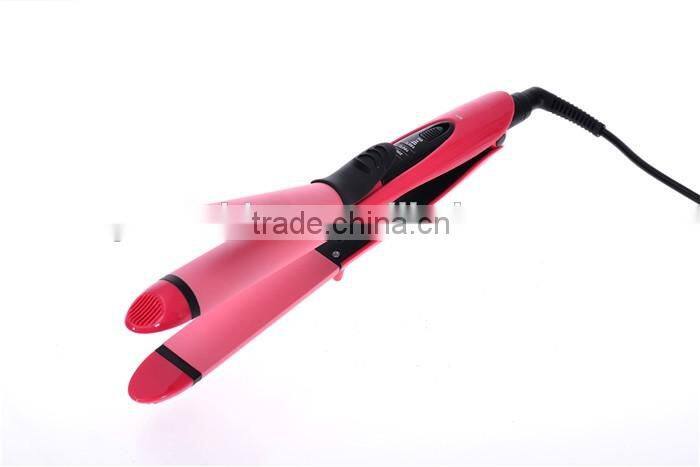 Fine hair straightener and curling iron in one LED
