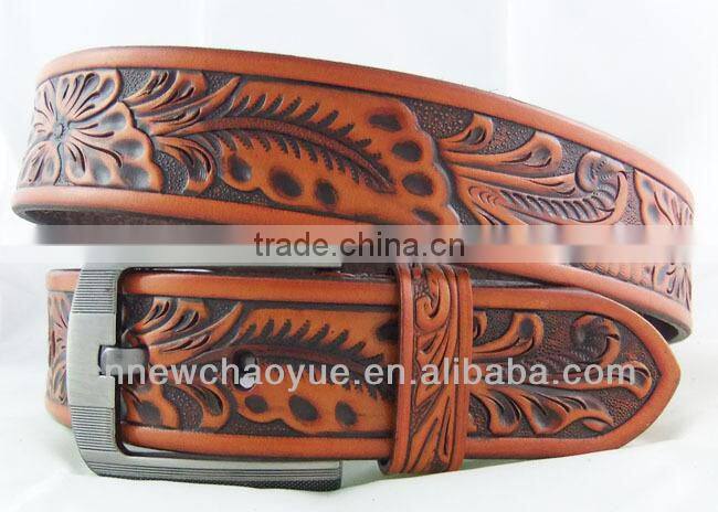 LONGHORN RODEO HAND TOOLED BROWN LEATHER WESTERN BELT Belt Wholesale With Various Colors and Factory Prices