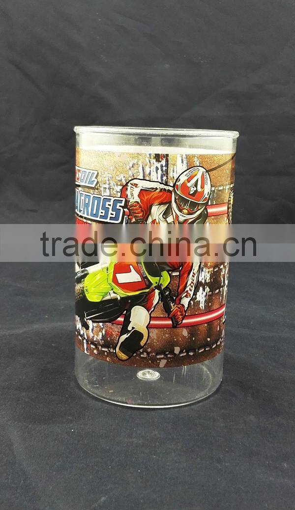 customized round printed acrylic pen holder