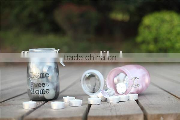 foodgrade transparent colorful glass bottle storage jar with lid