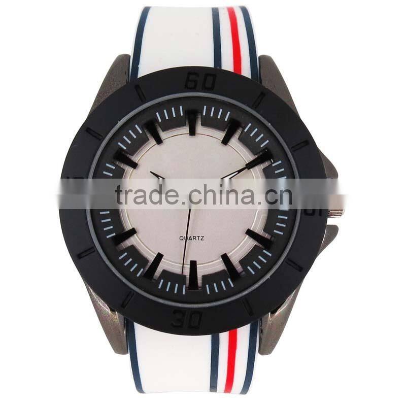Leather strap sport men watch whit japan movt