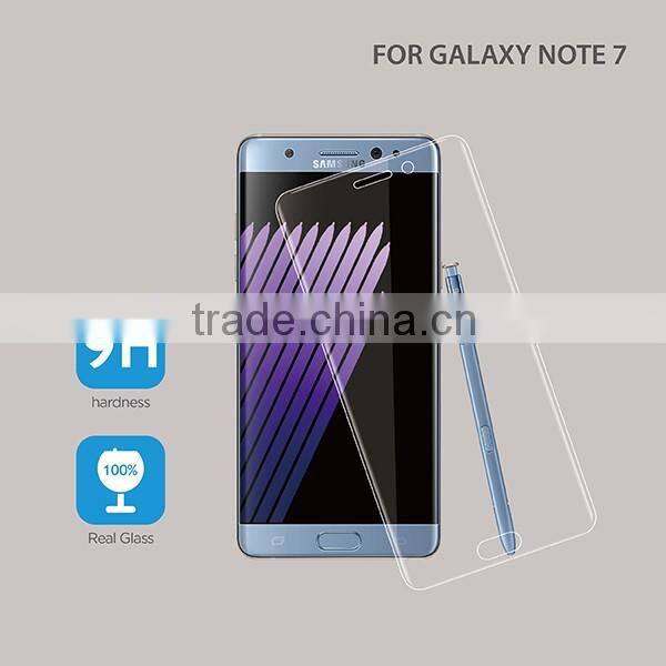 2016 prefect OEM For Samsung Galaxy note 7 curved tempered glass screen protector, Full Cover 3D curved Note7