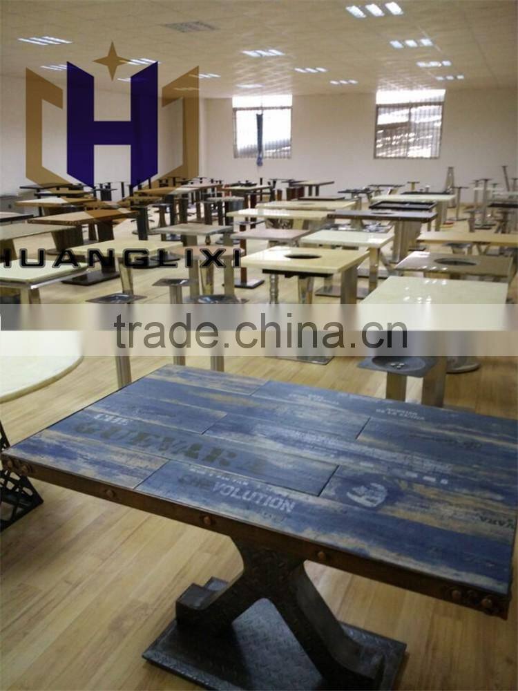 Cost effective composite table frame, composite plastic base, black table feet