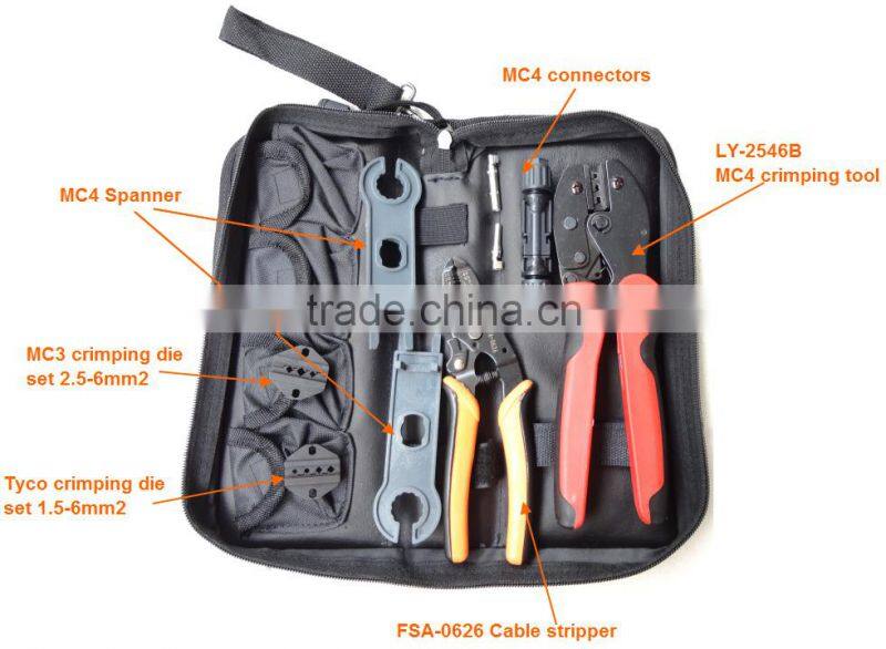 LY-K2546B-5 multi tool set contains crimping tool cable stripper MC4 connector MC3/TYCO dies MC4 spanner hand tool set