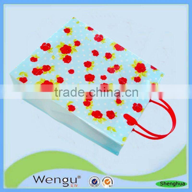 For 2015 Printed red flowewr pp plastic bag with pp handle made in china suppliers and manufacturer