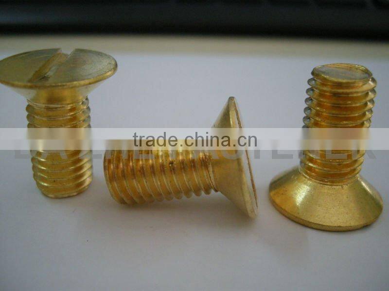 brass slotted headless screw or bolt