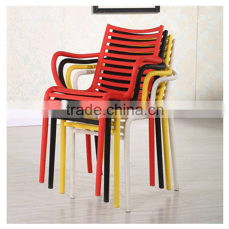 Used plastic armrest dining chairs