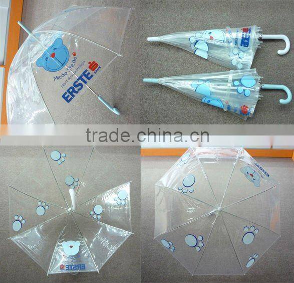 Straight transparent pvc children umbrella