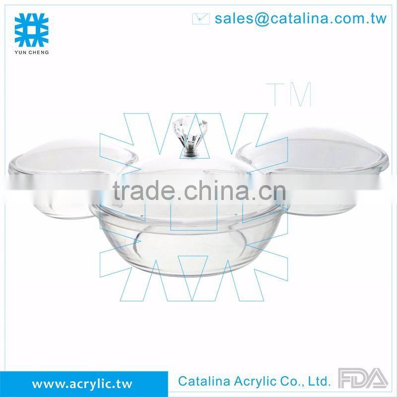 High Quality Acrylic Plastic Banquet wedding dessert Fruit 3 around compartment tray