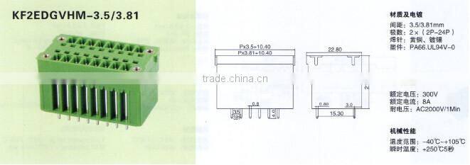 Spring Pluggable PCB Terminal Blocks SH 2EDGKDM + RHM-3.81-10P connector