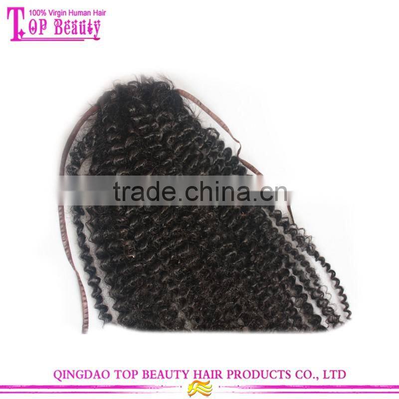 Factory price sell 100% virgin human hair drawstring ponytail no shed no tangle human afro kinky hair ponytail