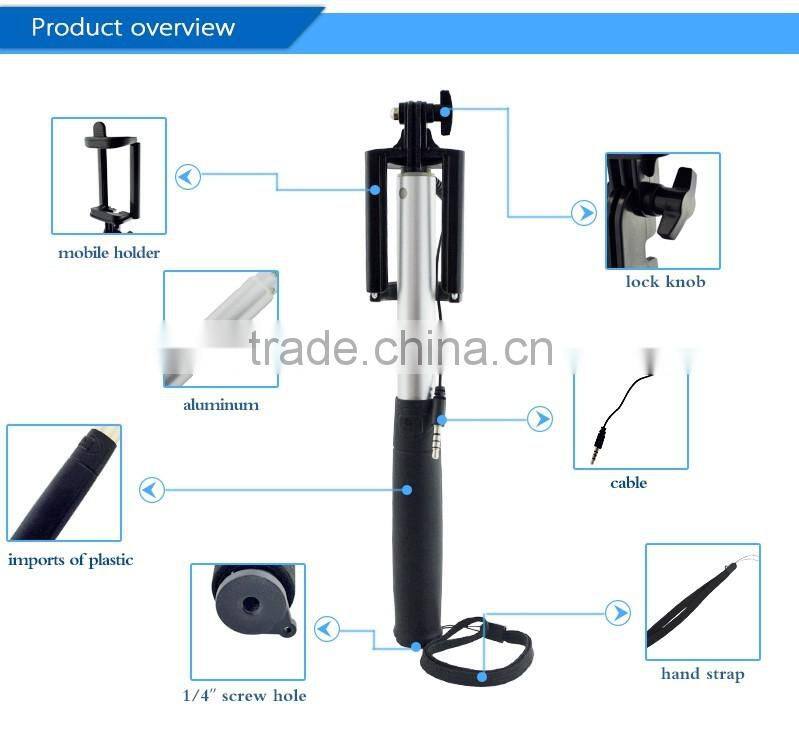 cell phone aluminum handheld flexible IOS android selfie stick