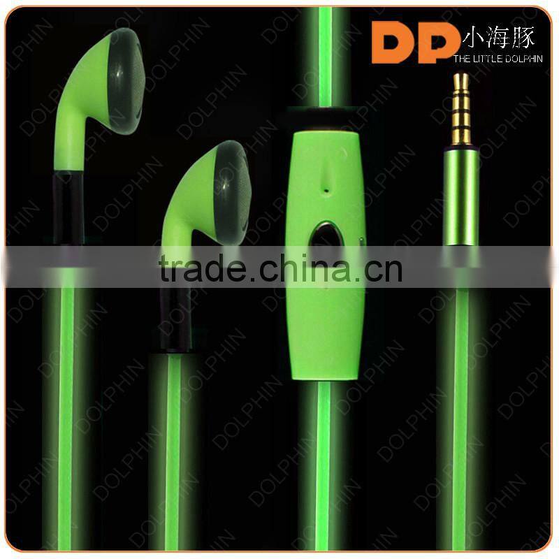 trending products 2016 super bass mp3 headphone luminous glowing zipper earphone
