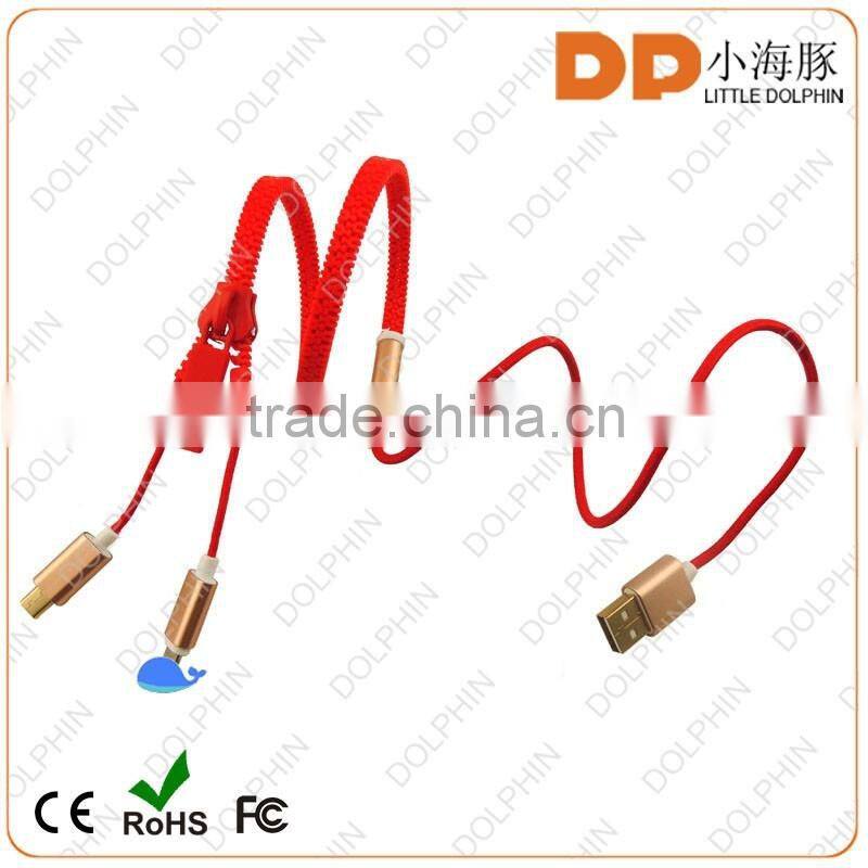 New private mould speed charge usb cable zipper micro charger usb cable