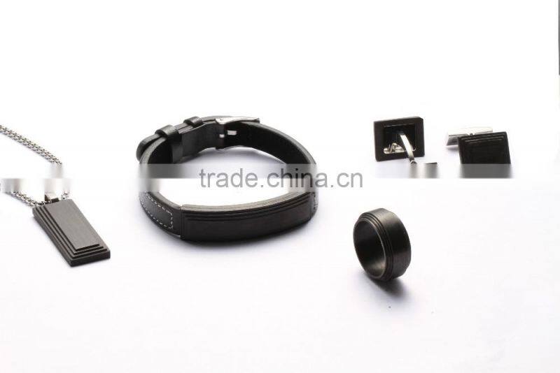 Pure carbon fiber jewelry for men carbon fiber ring cufflinks bracelet and pendant