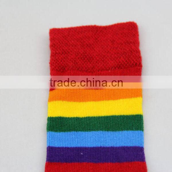 GSB-08 2015 High quality cotton baby thigh high socks with rainbow design