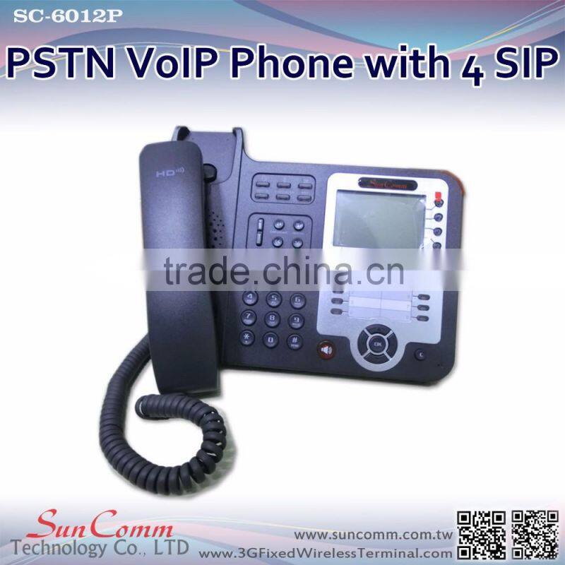 SC-6012P with 4 SIP line both VoIP and PSTN networking PSTN IP Phone