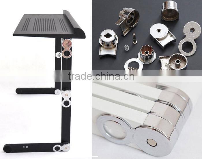Folding laptop table for computer with cooling fans and mouse Tray and Book Clamping