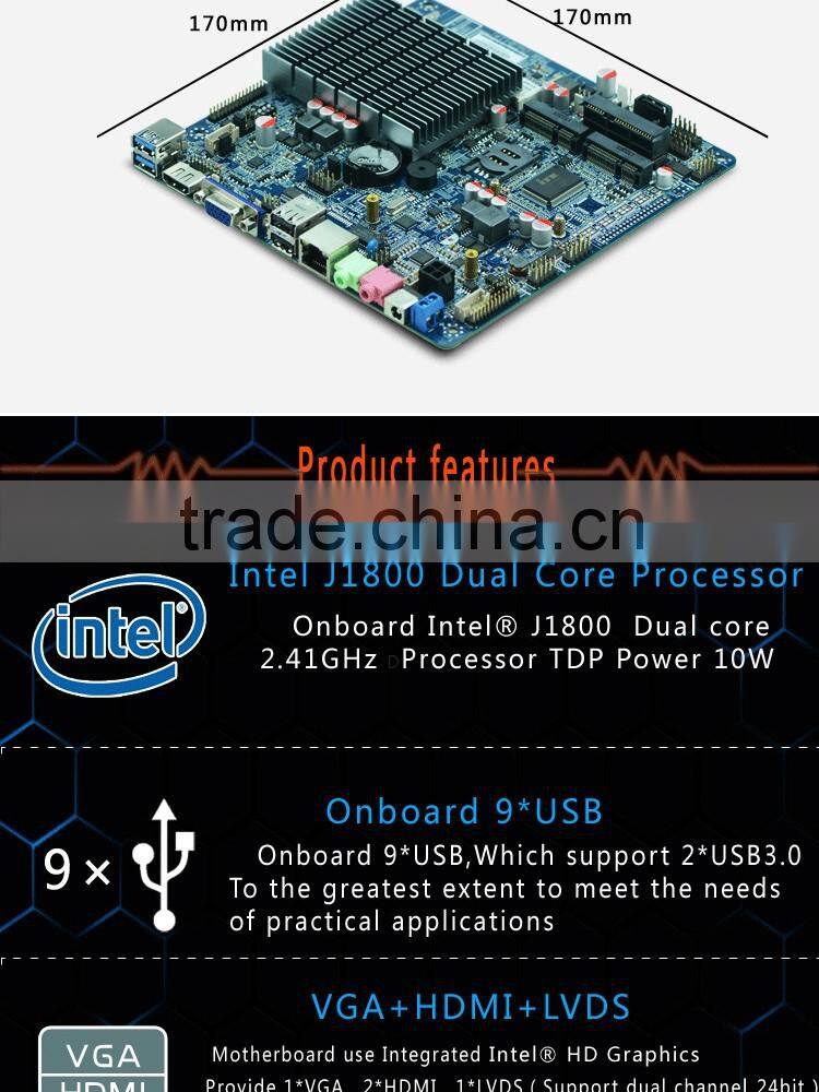 Fanless thin client motherboard J1800/J1900 cheaper board with 4* USB2.0,1* VGA