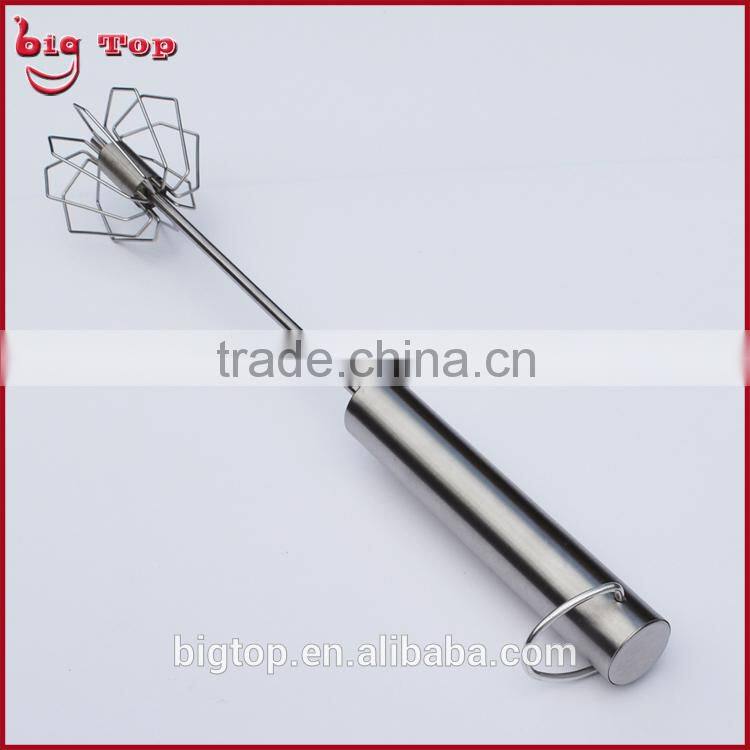 BT0159 14" Whisk with 430 Stainless Steel Handle 14" Stainless Steel Rotary Egg Beater 14" Rotating Egg Beater With Hook