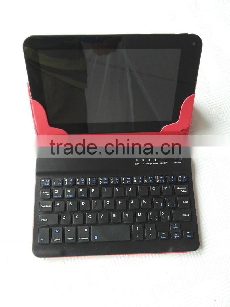 Hot sale Red buletooth keyboard case, stand flip cover tablet leather case
