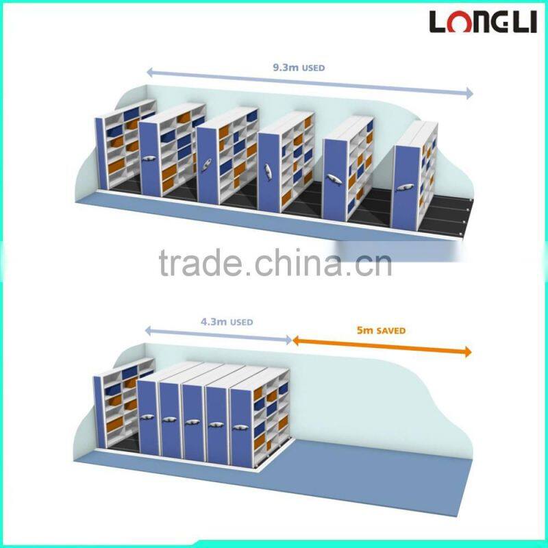 Library large capacity closed density steel mobile file storage cabinet for box files/mobile shelving system/mobile racking