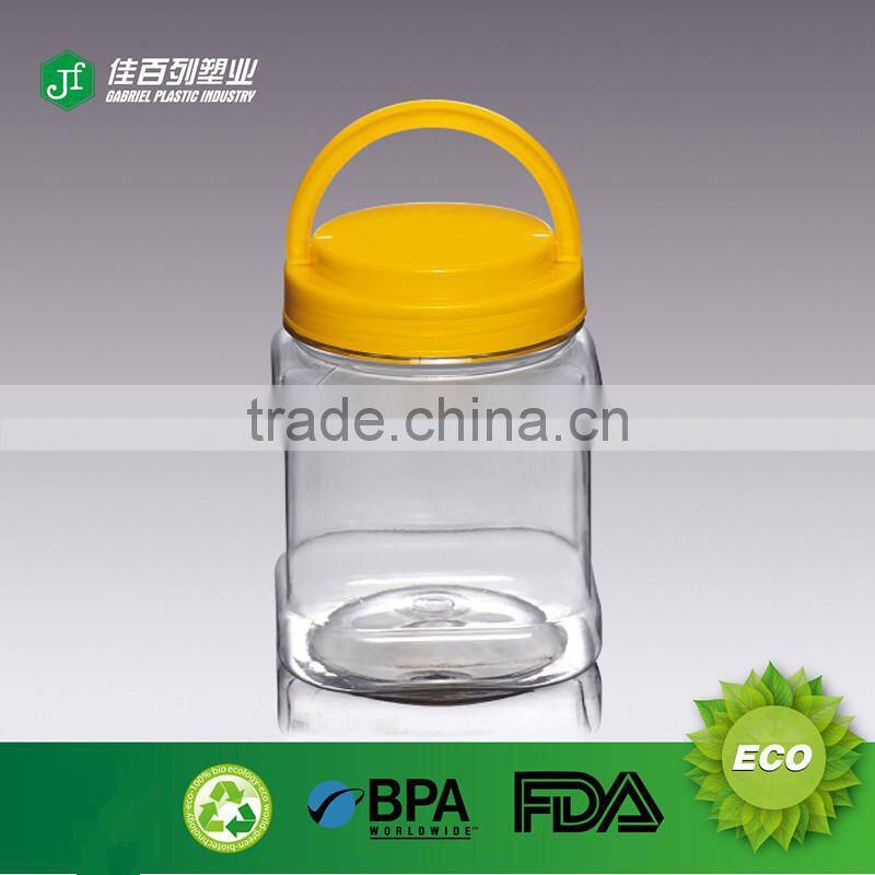 food grade clear dry food candy 1 litre plastic bottle with handle