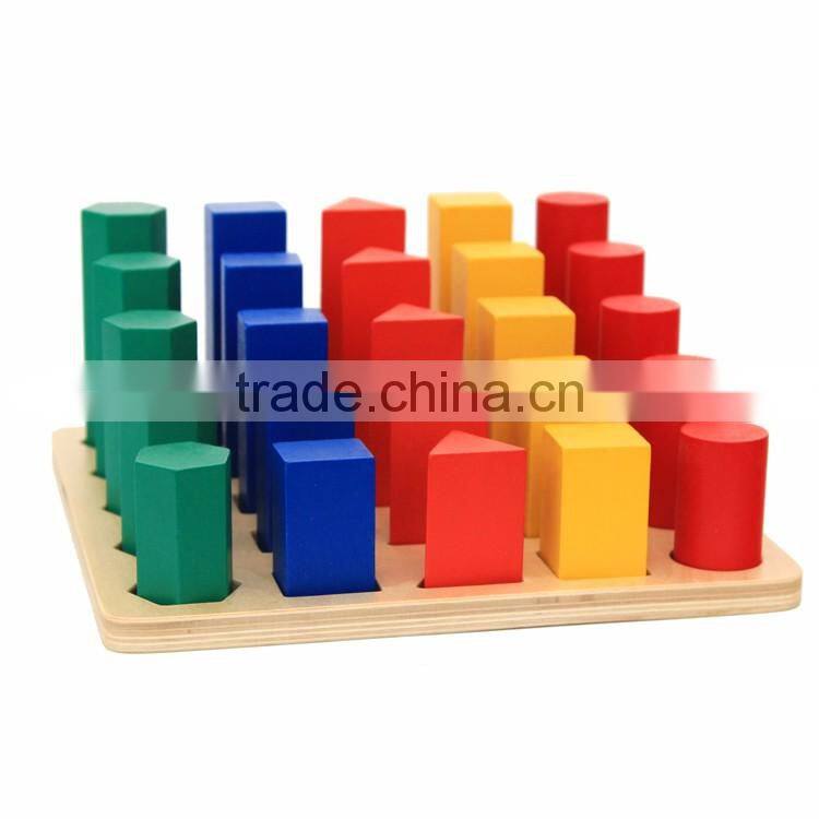 Ealy education Montessori Wood baby Toy Geometry Cylinder Ladder block puzzle