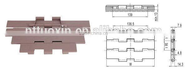 Double Hinge Plastic Flat Top Chains for Packaging Machinery
