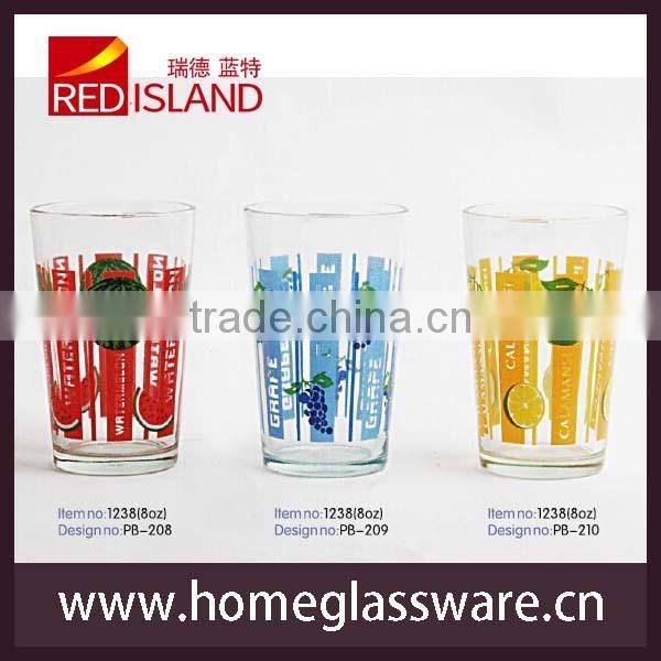 2015 new design drinking glass cup with screen printing