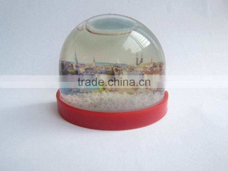 Snow Globe With The Magnet,Fridge Magnet For Tourist Souvenirs,OEM Fridge Magnet Plastic Photo Snow Globe
