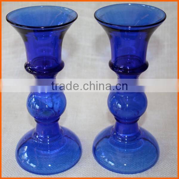 New design popular blue glass candle holder
