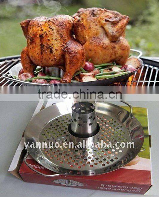 Vertical Metal Chicken Roasting Stand, Grill pan