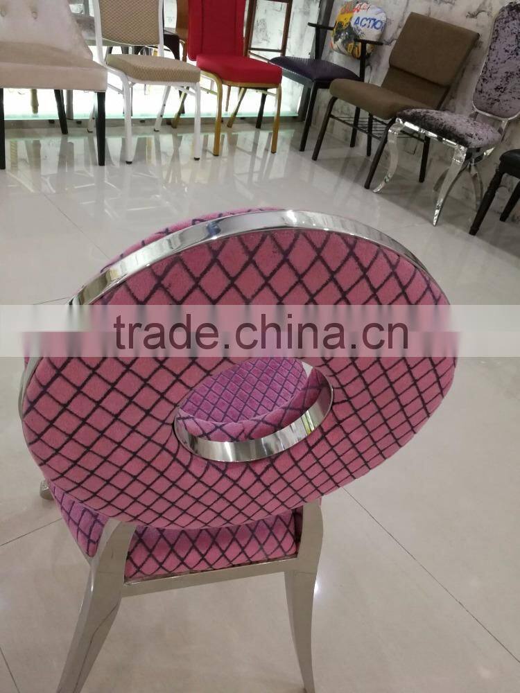 Luxury stainless steel Wedding Chair Pink Color Funiture